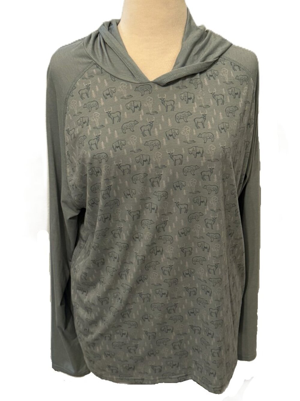 Jack + Sage Buffalo Bear Deer Green Hoodie Yellowstone Shirt Top Performance L